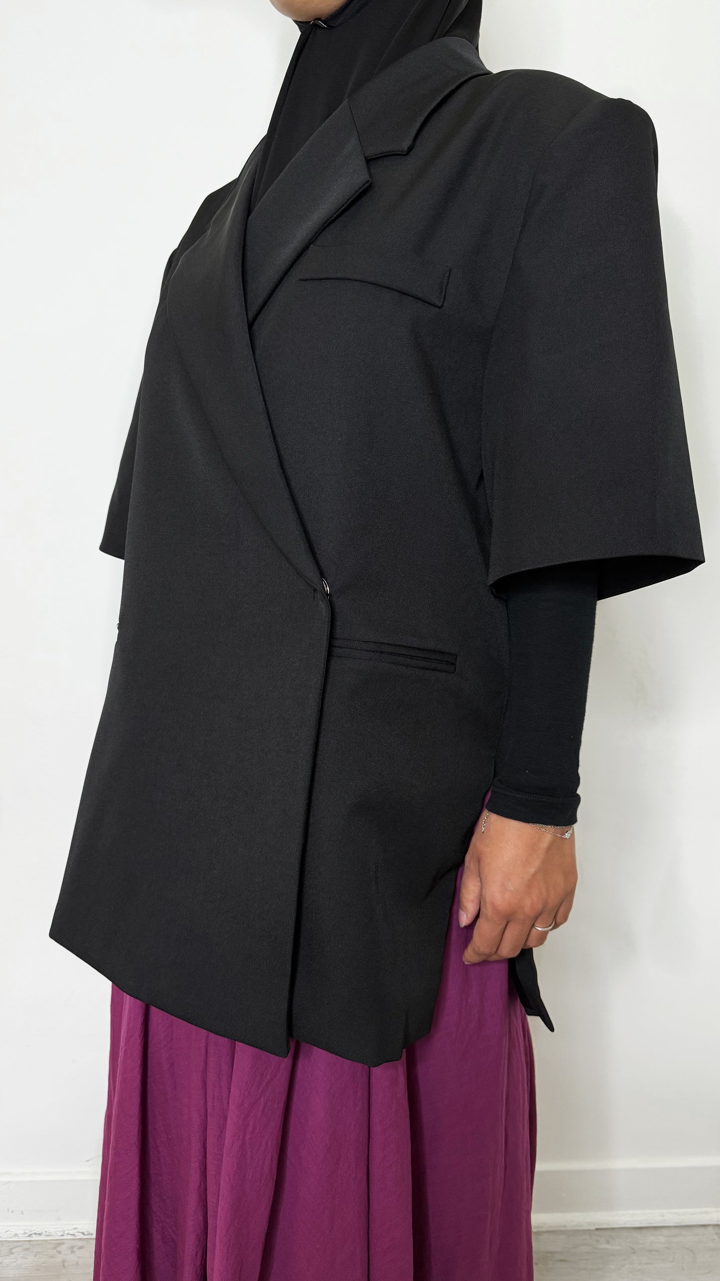 Blazer Zayan (écru, noir & bordeaux)