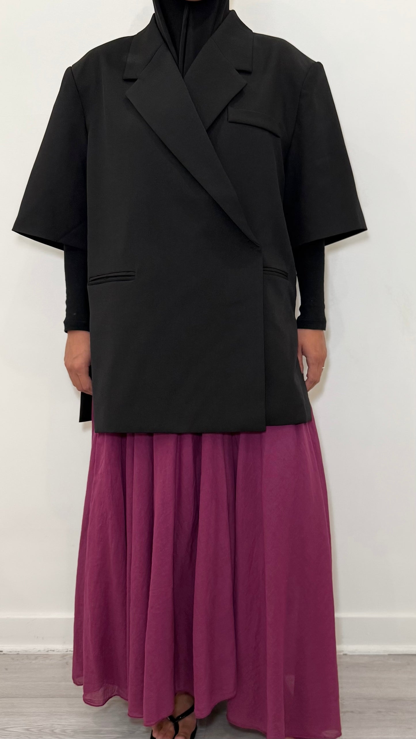 Blazer Zayan (écru, noir & bordeaux)