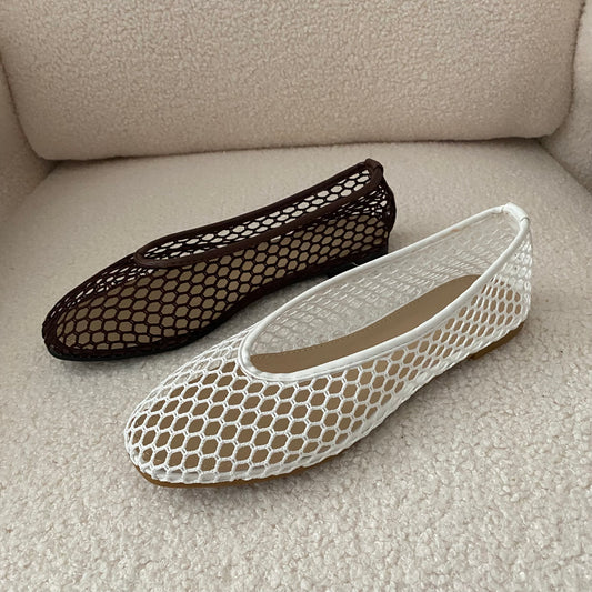 Ballerines Eysan (marron & blanc)
